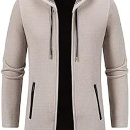 Men's Long Hooded Cardigan Full Zip Winter Coat Thick Fleece Lined with Zipper Pockets-image-12