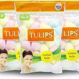 Tulips Multicolor Cotton Balls (50 Pieces) - Pack Of 3-39