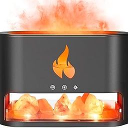 YDL Fireplace Flame Diffuser, Aromatherapy Essential Oil Diffuser, Himalayan Salt Lamp Diffuser, Cool Mist Ultrasonic Humidifier for Bedroom,Office,Home, Auto Shut-Off, Night Light (Black)-image-43