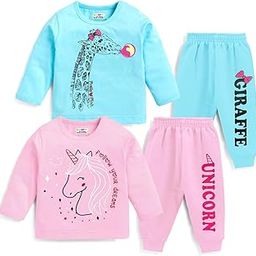 Baby Girl Regular Fit Cotton T-Shirts and Pyjamas Sets-image-107