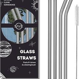 SAVE Reusable Glass Straw Set | 4 Straws & 1 Cleaning Brush | Ecofriendly Multiuse Drinking Straws (Combo, Black Smoke)-image-28