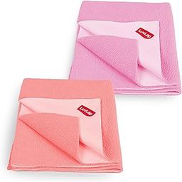 LuvLap Instadry Anti-Piling Fleece Extra Absorbent Quick Dry Sheet for baby, Baby Bed Protector, Waterproof baby sheet, Small size 50x70cm, Pack of 2, Salmon Rose & Baby Pink-8