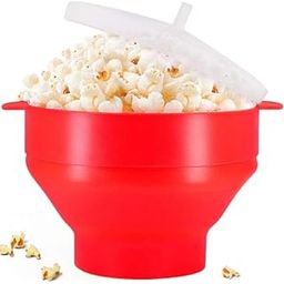 CAZADORA Red Silicone Microwave Popcorn Popper - Effortless Popcorn Making, Healthy Hot Air Technology, and Vibrant Design!-18