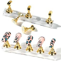 Nail Tips Stand Holder, Nail Art Display Stand, Magnetic Nail Tip Stand Holer, Manicure Tips 5 Pcs Practice Stand Alloy Nail Art Display Base for Nail Art Design-16