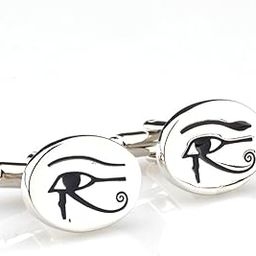 Egyptian Eye Ra Horus Egypt Cufflinks Pair in a Presentation Gift Box & Polishing Cloth-image-91
