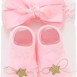 Baby Star Flower Hairband & Shoes Set Soft, Comfortable Fit for Ages 0-6 Month-old's Ideal for Newborns & Toddlers(Light Pink)-image-55