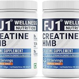 FJ1 WELLNESS NUTRITION Creatine HMB Powder | Tropical Tango (Combo Pack of 2) | Pure Creatine Monohydrate | 244g, 66 Servings | Supports Muscle Power, Endurance & Recovery-image-60