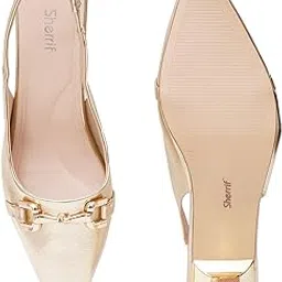 sherrif Women's Stylish Slingback Heels | Pointed Toe Party & Formal Wear Sandals | Comfortable Mid Heel with Crystal Heart Embellishment | Elegant Office & Wedding Shoes for Girls & Women(244)-picture-32