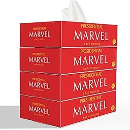 Presidential Premium Marvel Facial Tissues | 2-Ply, Pack of 4 | 200 Tissues Per Pack (100 Pulls) | Total: 800 Tissues | Soft, Absorbent, and Eco-Friendly-image-69