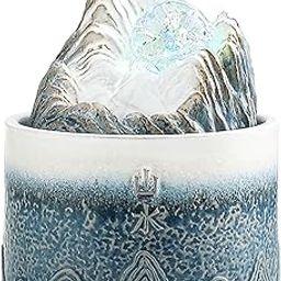 ATORSE Tabletop Fountain USB Meditation Water Feature for Desk Decor Blue White-14
