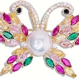 Multicolored Butterfly Brooch Pin | 18k Gold Plated | Trendy, Lightweight & Comfortable | Stylish & Tarnish-Resistant | Qty : 1pc-0