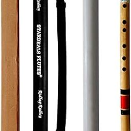C Natural 7 Hole Right Hand Bamboo Flute Bansuri Size 19 Inch With Free Carry Bag (Natural Brown)-28