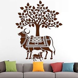 StickMe 'Kamdhenu Cow and Calf - Holy Cow - Hindu Religion - Sacred - God - Creative - Colorful Self-Adhesive Wall Sticker' -SM784 (Multi Colour, Vinyl - 100cms X 80 cms)-17