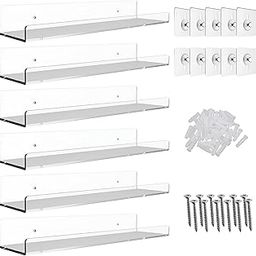 SANTALON Acrylic Wall Shelves – Floating Shelves for Wall Storage and Display | Sturdy & Stylish for Bedroom, Bathroom, Kitchen, Office, and Living Room (6 Pack, 15 Inch)-picture-15