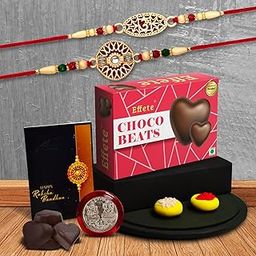 Oblivion Rakhi Combo Gift Brother Center Filled Chocolate | Golden Color Stone Rakhi | Rakhi Gift Brother/Sister | Bracelet Rakhi | Rakhi Set Of 2| Greeting Card,Roli-Chaval,Coin(K2_509+510_Cb32)-image-56