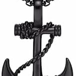 Pendant for Men Anchor Black Silver gold chain for men Boys Mens boyfriend gents locket Necklace for men Boy girls Women Stainless Steel neck chain lockets mens chains fashion Long Stylish -M15-image-11
