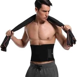 Sweat Belt, Stomach Belt for Men and Women Non-Tearable, Sauna Waist Trainer Weight Lose Belt, Exercise Belt Tummy (Pack of 1) Black-image-46