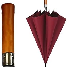 Premium Wooden Handle Automatic Open/Close, Wind-Resistant 8-Rib Frame, UV Blocking Umbrella With Extra Large Canopy, Travel-Friendly Design for Men & Women-image-83