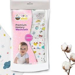 COCOSHELL Hosiery Cotton Premium Baby Washcloth, Washable, Reusable, Absorbent, Extra Soft Face Towel for Babies (Pack of 10) Vibrant Prints (Print & Package May Vary)-17