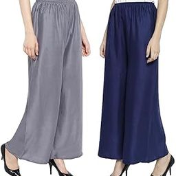 Women's and Girls Cotton Reyon Regular Fit Palazzo Pants - Available Size - L, XL, 2XL, 3XL,4XL-image-46