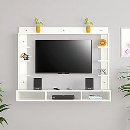 Decker Wall Mount Engineered Wood TV Entertainment Unit/Tv Rack Set to Box Stand with Wall Shelves for Living Room Frosty White Finish (Ideal for up to 32") Screen-image-20