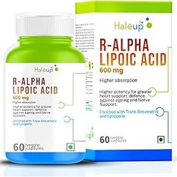 Haleup Alpha Lipoic Acid, 600 mg II Enriched with Lycopene & Resveratrol || Healthy Liver || Heart || Blood Sugar & Potent Antioxidant, (1 Pack X 60s Count)-12