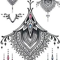 3D Temporary Tattoo Waterproof Sticker For Lower Back And Breast Colorful Lace Hanging Popular Sexy Designs Size - 24x14cm-2