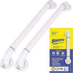 Simon's Grippy Heavy-Duty Nylon and SS304 Inside Bathroom and Toilet Anti Slip Grab bar for Elderly Hand Railing and Safety Handle| White | 3.5 cm Broad, 60 cm Length Grab Rail - 2pcs-image-36