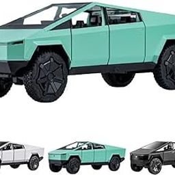 CrateBabies Tesla Cyber Truck 1:36 Model Car Exclusive Alloy Metal Pull Back Die-cast Metal Toy car with Openable Doors & Light Music Best Gifts Toys Kids Multi Color (Pack of 1)-image-82