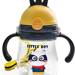 The Cheeky Kidzz Baby Feeding Unbreakable 300ml Straw Sipper Water Milk Liquids with Strap Feeder Bottle BPA Free Liquids Feeder for Toddlers/Infants/Kids 6 Months+ (Design 601)-image-32