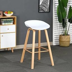 My Art Design - 1 Bar Stool, Modern & Elegant with Iron Legs & Natural Finish Legs for Home, Cafe, Reaturant, Hotel & Office (White)-image-31