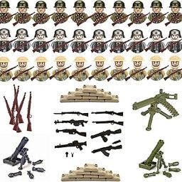OYOSONABYMY Soldier Action Figure, Action Figure Toys Set, 30 Mini Figures Military Kit, Includes Mortar x 2 Machine Gun x 1 Base Plate x 20 Sandbags x 20 Perfect for History Lovers-26