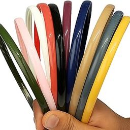 ANNA CREATIONS Plastic Headbands with Teeth – Pack of 12 Glossy Hair Bands for Women, Girls, Teens & Kids – 1cm Wide Durable, Lightweight, Non-Slip Hair Accessories-image-26