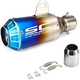 Wheetoykart Silver Blue Universal Small Rocket Exhaust Silencer Pipe 36-51mm Muffler Pipe for All Bikes/Motorcycle-23