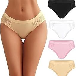 Women Cotton Underwear Lace Hipster Brief Panties Ladies Stretch Underpants Multipack-image-85