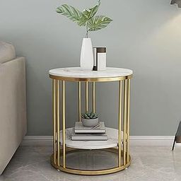 SS CRAFTMAKERS Round Side Table & End Table for Small Spaces | Coffee Snack Table Metal Coffee Table (Gold & White NP)-31