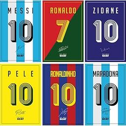 Soccer (Football) Player Jersey Poster for Wall Decoration (Messi, Ronaldo, Zidane, Pele, Ronaldinho, and Maradona), Set of 6 (Paper, 12X18 (A3))-image-78
