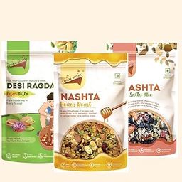 Toku Moku- Desi Ragda Protein post Workout Mixture & Honey Roast/Salty Mix Nashta Cereal (Pack of 3)-image-32