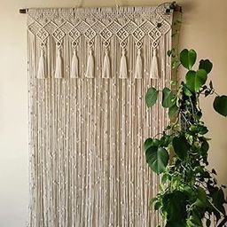 R.R.LALA Macrame Door Curtain Wall Hanging Wedding Backdrop Wall Hanging Macrame Window Curtain Outdoor Backyard Party, Wedding Backdrop Size W 40" x L 84"-image-25