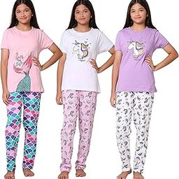 Baby | Kid Girls Night Wear T Shirt | Pajama Pant Set of 3-image-15
