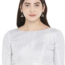Women's Brocade Saree Blouse with Elbow Length Sleeves-image-72