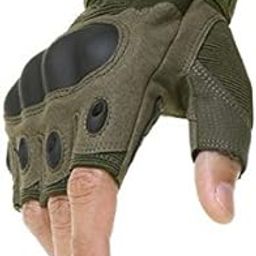 BRATS N BEAUTY® Tactical Hard Knuckle Half Finger Gloves Men's Army Military Combat Hunting Shooting Airsoft Paintball Police Duty-Fingerless Green Color-image-96