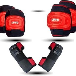 Liffo® Protective Kit Set Safety Kit Guard with Knee, Elbow and Wrist Guards (Set of 6) Suitable to Kids of Age 6-16 Years for Skating, Cycling (Red, Large (10 Years Upward))-picture-15