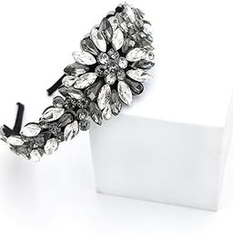 Headband Crystal Rhinestone Hair Band Headband Hair Accessories for Girls Dressy Head Band Fashion Headpieces Full Hoop Wedding for Women Bride (Black, Medium)-image-60