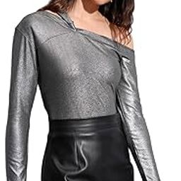 Women's Long Sleeves Asymmetric Neck Solid Tops | Stylish-4