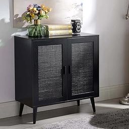 TGF Furniture Store Modern Storage Cabinet – Black Wood 2-Door Sideboard with Metal Mesh Doors, Mid-Century Accent Cabinet for Living Room, Dining Room & Entryway-image-18