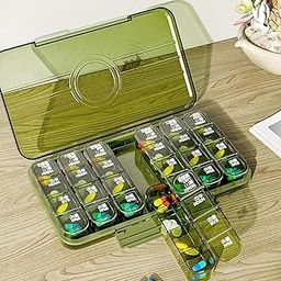 COZIESS Weekly Pill Organizer 7 Day, 3 Times a Day | Portable Travel Pill Box with Large Compartments | Moisture-Proof Medicine Case for Vitamins, Pills & Medication (GREEN Color)-image-26