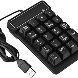 Wired Numeric Keypad, 19-Key Corded USB Number Pad External Numpad Portable Mini Numeric Keyboard for PC/Laptop/Notebook/Computer/Desktop with USB Ports, Black-35