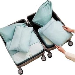 Uninest 6 Pcs Set Packing Cubes for Travel with Laundry Bag, Lightweight Luggage Organizers Bags for Clothes, Cosmetics, Underwear, Shoes for Men & Women (Sky Blue)-image-82