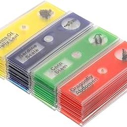 LANRU 48pcs/Set Plastic Prepared Microscope Slides Animals Insects Plants Sample Specimens Slides Set with Color Labels for Kids Students-9